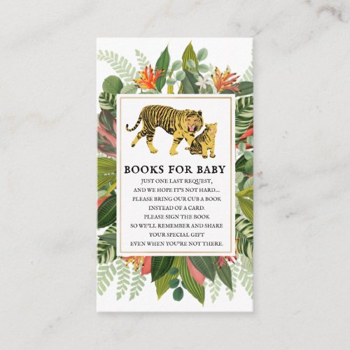 Mama Tiger Botanical Baby Shower Book Request Encl Enclosure Card