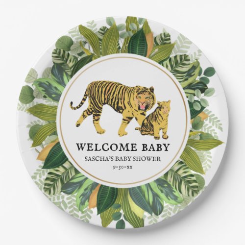 Mama Tiger Botanical Baby Shower Paper Plate