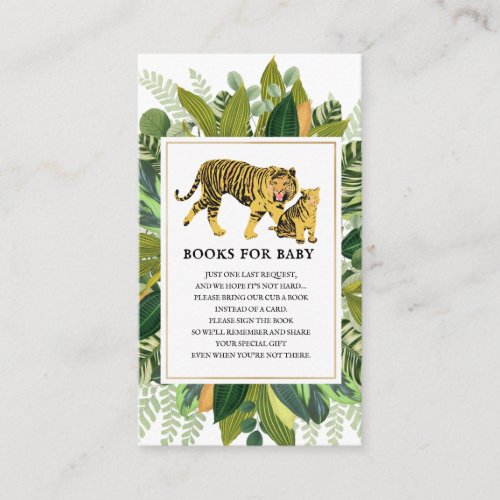 Mama Tiger Greenery Baby Shower Book Request Enclo Enclosure Card