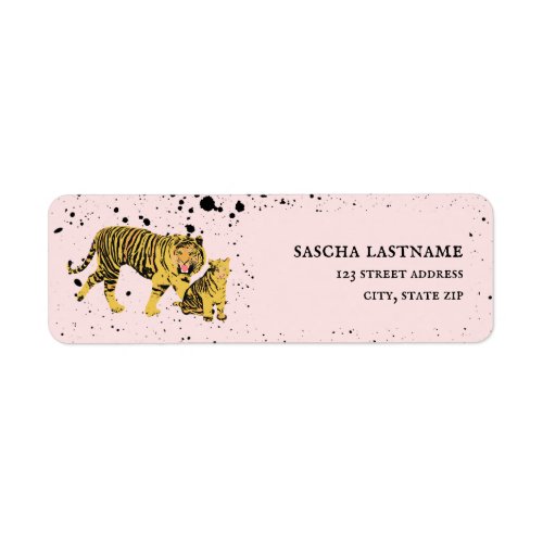 Mama Tiger Paint Splatter Pink Girl Baby Shower Label