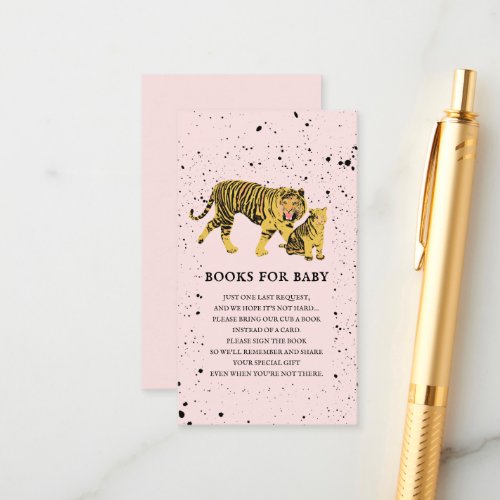 Mama Tiger Pink Girl Baby Shower Book Request  Enclosure Card