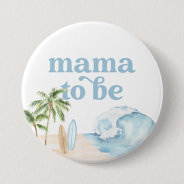 Mama to Be Baby on Board Beach Baby Shower Button (Front)