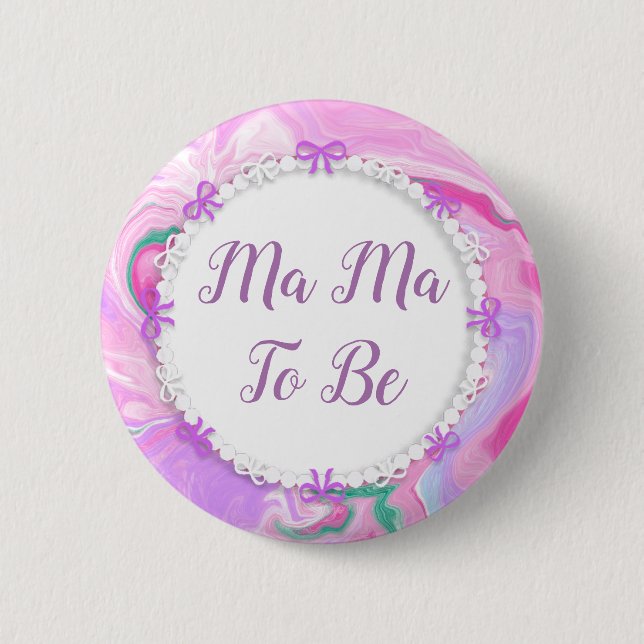 Mama To Be Baby Shower Pink & Purple  Button (Front)