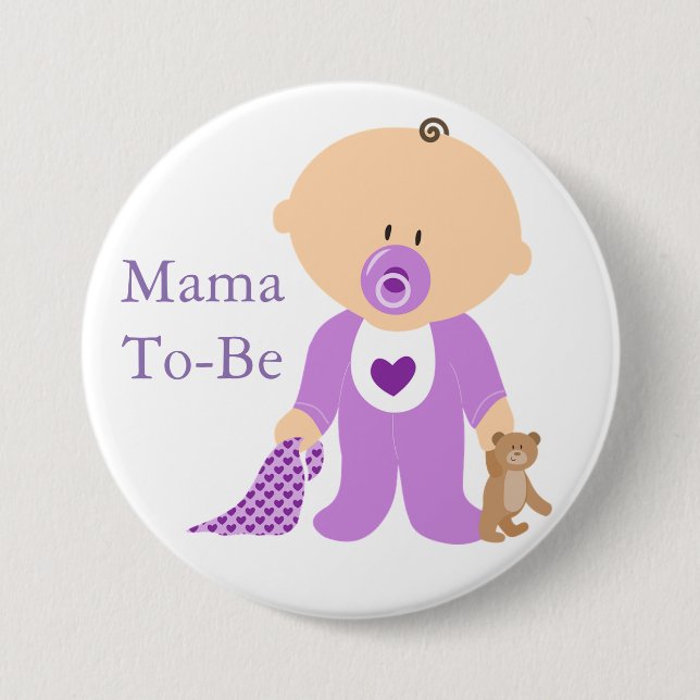 Mama To Be Purple Baby Button (Front)