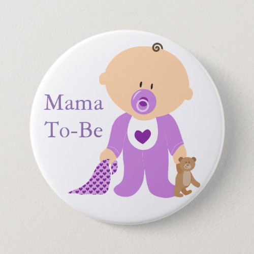 Mama To Be Purple Baby Button