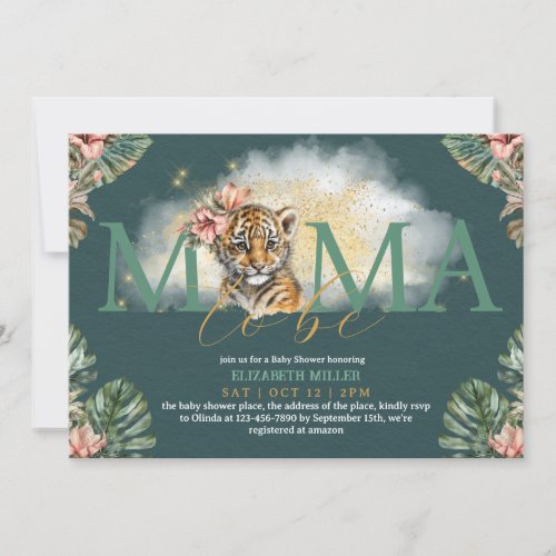 Mama To Be Tiger Animal Wild Baby Girl Shower Invitation