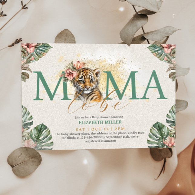 Mama To Be Tiger Animal Wild Baby Girl Shower Invitation (Creator Uploaded)