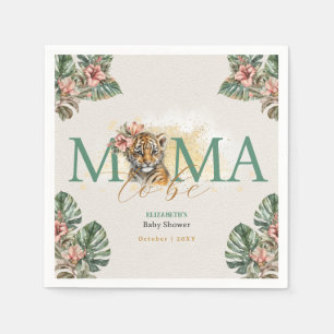 Mama To Be Tiger Animal Wild Baby Girl Shower Napkins