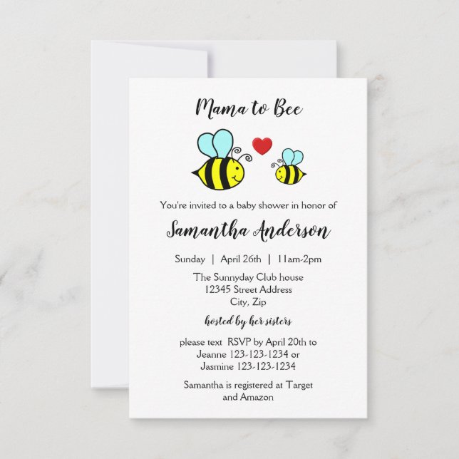 Mama to Bee - 3x5 Baby Shower Invitation (Front)