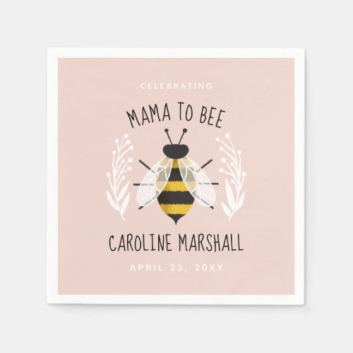 Mama to Bee Baby Girl Shower Decor Cocktail Napkin