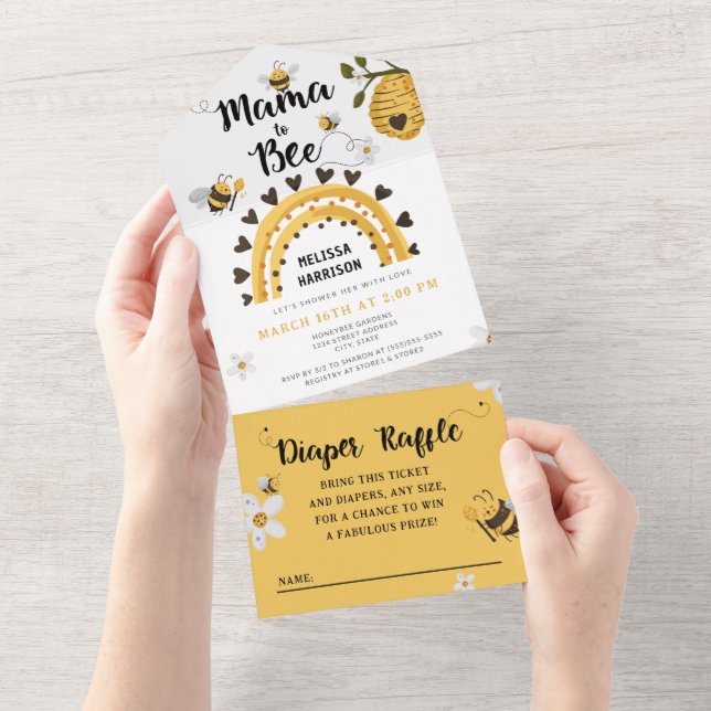 Mama to Bee Baby Shower All In One Invitation (Tearaway)
