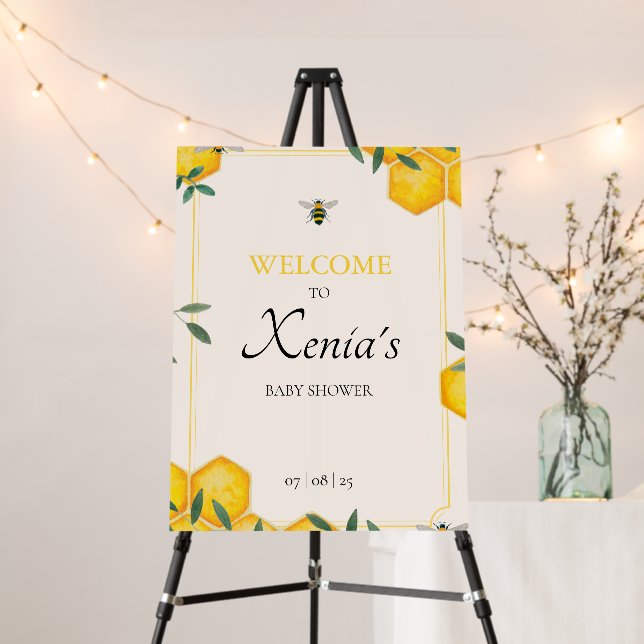 Mama-to-bee baby shower bee welcome sign (In Situ (Stand))