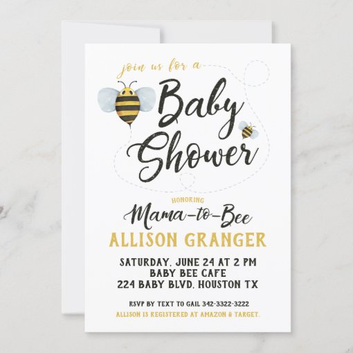 Mama to Bee Baby Shower Invitation | Zazzle