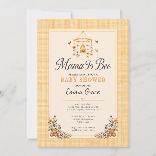 Mama to Bee Baby Shower Invitation