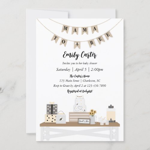 Mama to Bee Baby Shower Invites