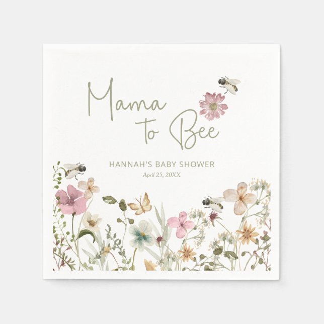 Mama to Bee Baby Shower Napkins (Front)