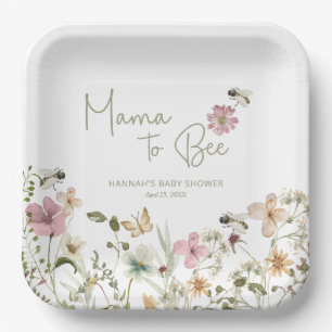 Mama to Bee Baby Shower Paper Plates