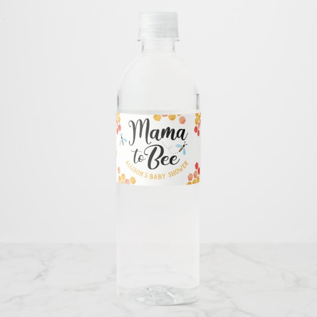 Mama to BEE Baby Shower Water Bottle Label (Front)