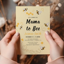 Mama to Bee Black Yellow Baby Shower Invitation