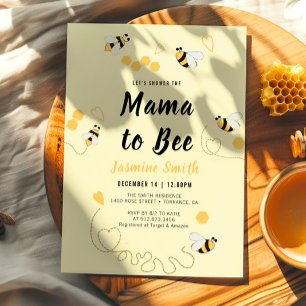 Mama to Bee Black Yellow Honey Baby Shower Invitation