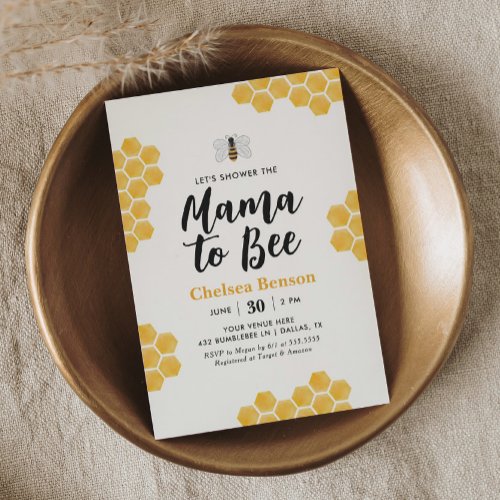Mama to Bee Bumblebee Baby Shower Invitation
