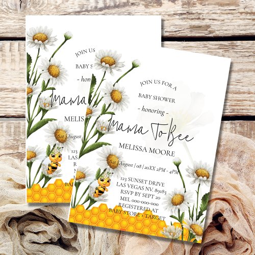 Mama To Bee Bumblebee Daisy Flower Invitation