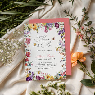 Mama To Bee Colorful Floral Bee Baby Shower  Invitation