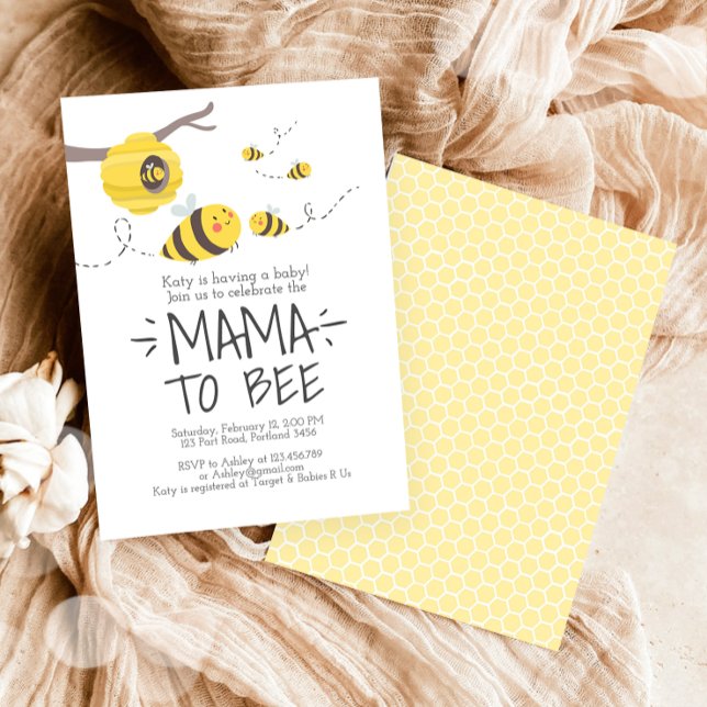 Mama to Bee Cute Honey Neutral Baby Shower Invitation