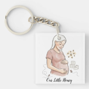 Mama To Bee Cute Pregnancy Announcement Keychain
