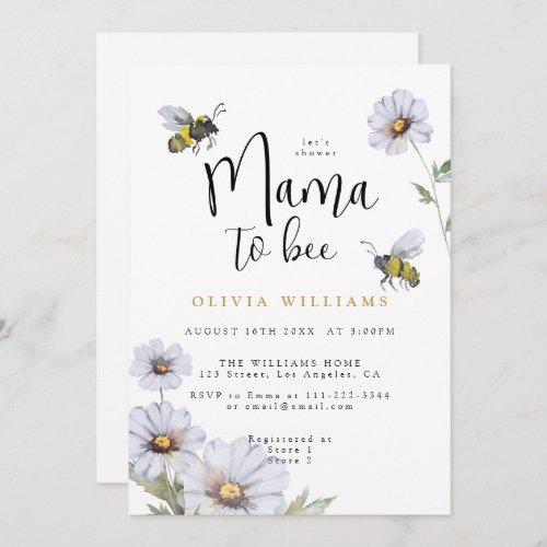 Mama to Bee Daisies Wildflower Baby Shower Invitation