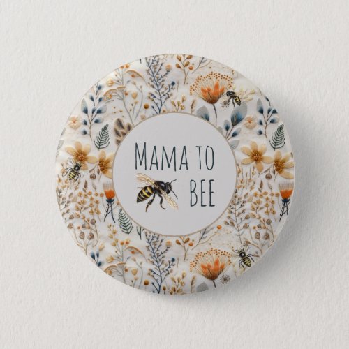 Mama to bee dusty blue floral baby shower button