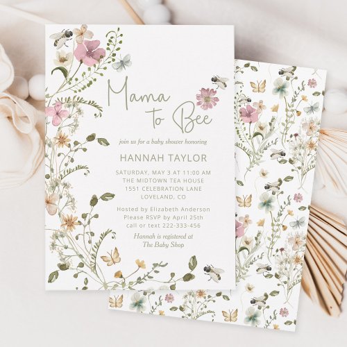 Mama to Bee Floral Baby Shower Invitation