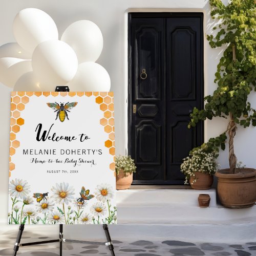 Mama To Bee Floral Baby Shower Welcome Sign