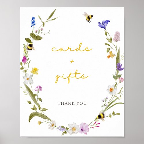 Mama to Bee Floral Wreath Baby Shower Cards Gifts Poster