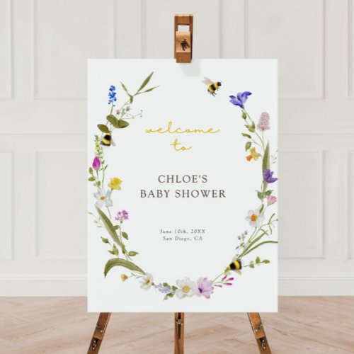 Mama to Bee Floral Wreath Baby Shower Welcome Foam Board