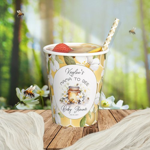 Mama to Bee Flowers and Bees Honey Baby Shower Paper Cups