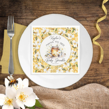 Mama To Bee Flowers And Bees Honey Baby Sprinkle Napkins by holidayhearts at Zazzle