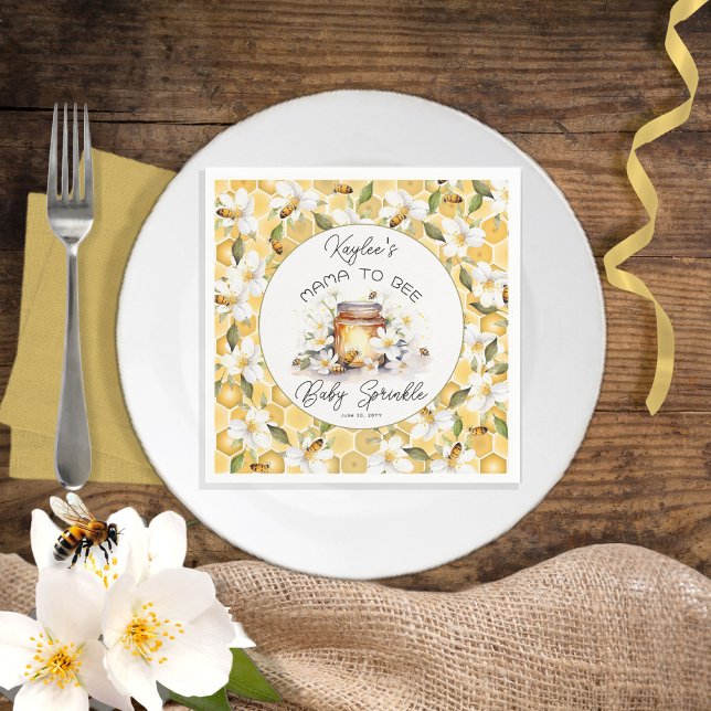 Mama to Bee Flowers and Bees Honey Baby Sprinkle Napkins (Creator Uploaded)