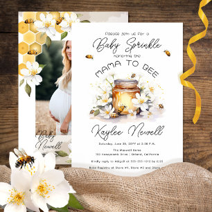 Mama to Bee Flowers Bees Honey Photo Baby Shower Invitation