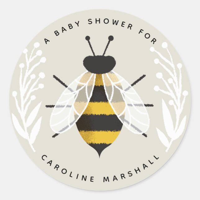 Mama to Bee Gender Neutral Baby Shower Sticker (Front)