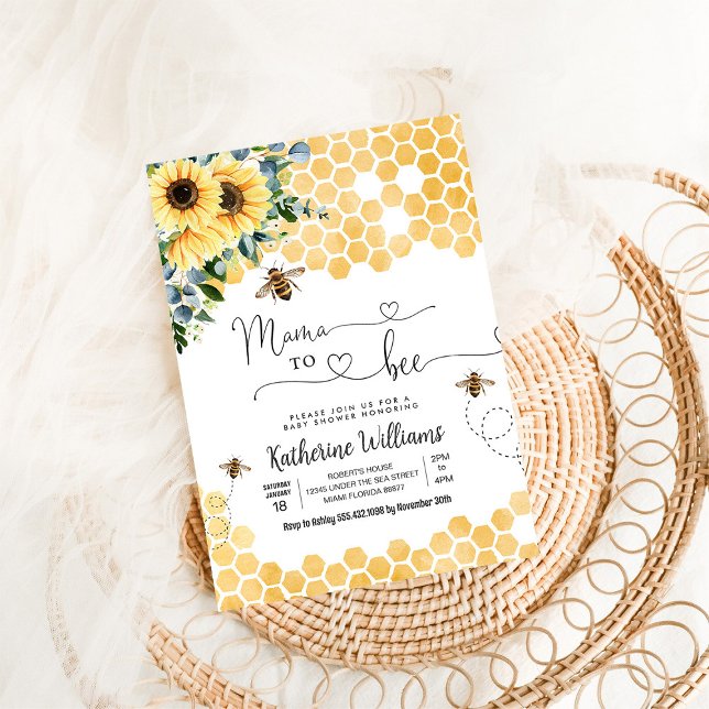 Mama To Bee Honey Bee Baby Shower Invitation (Creator Uploaded)