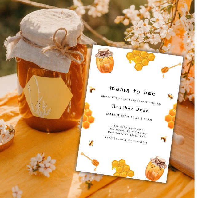 Mama to Bee Honey Frame Baby Shower  Invitation (Mama to Bee Honey Bumble Frame Baby Shower Invitation)