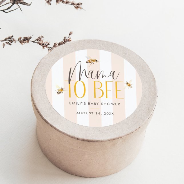 Mama to Bee Honey Gender Neutral Baby Shower Classic Round Sticker (Creator Uploaded)