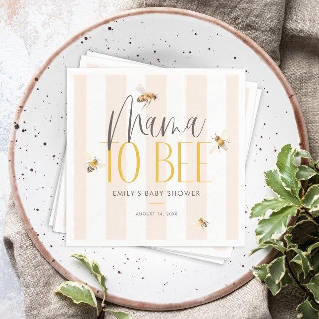 Mama to Bee Honey Gender Neutral Baby Shower Napkins (Creator Uploaded)