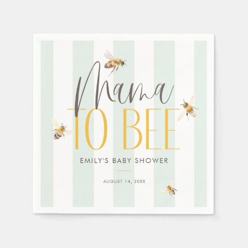 Mama to Bee Honey Green Baby Shower Napkins