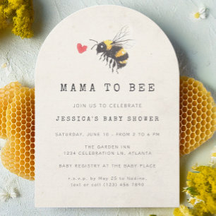 Mama to Bee Honey Heart Photo Baby Shower Invitation