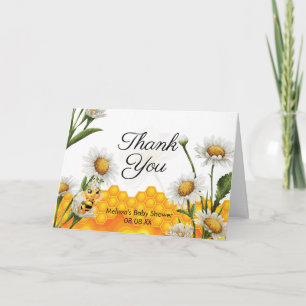 Mama To Bee Honeycomb White Daisy Photo Letterpress Thank You Card