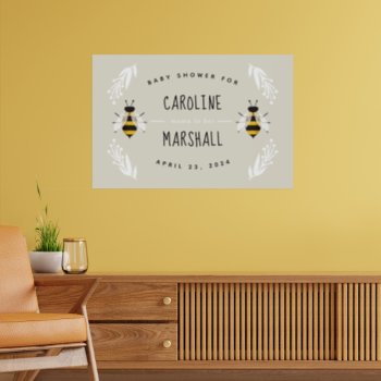 Mama To Bee Neutral Baby Shower Sign Poster by 2BirdStone at Zazzle