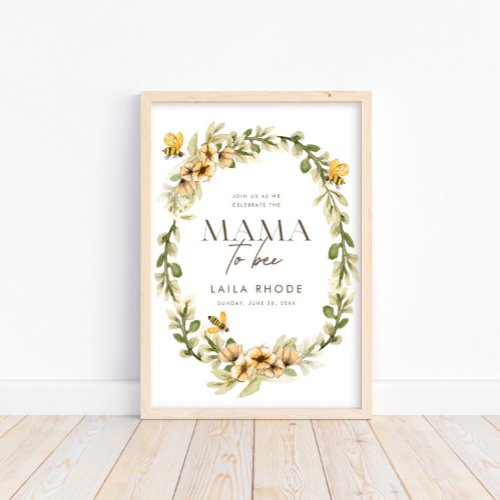 Mama to Bee Spring Baby Shower Welcome Sign Poster