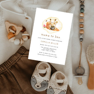Mama To Bee Teddy Bear Honeycomb Baby Shower Invitation